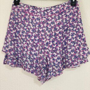 Ett:twa Anthropologie Sz Small Linen Blend High Rise Ruffle Floral Shorts Boho